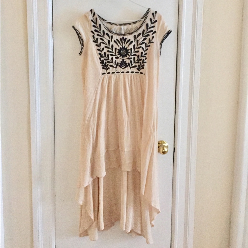 freepeople cream & black embroidered dress